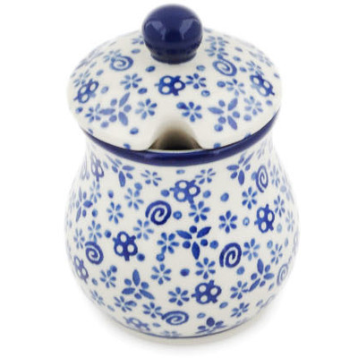 Polish Pottery Sugar Bowl 5 oz Blue Confetti