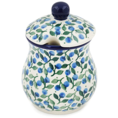 Polish Pottery Sugar Bowl 5 oz Blueberry Vine