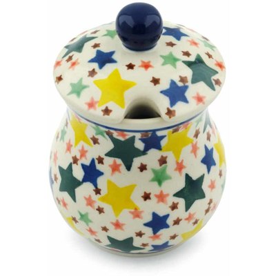 Polish Pottery Sugar Bowl 5 oz Confetti Stars