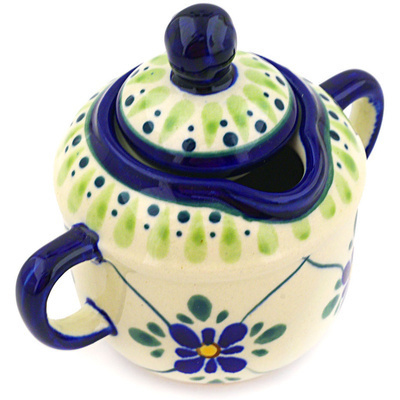 Polish Pottery Sugar Bowl 5 oz Gingham Trellis