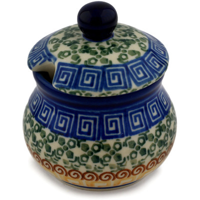 Polish Pottery Sugar Bowl 5 oz Grecian Sea