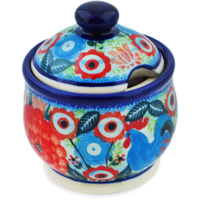 Polish Pottery Sugar Bowl 5 oz Rooster Fiesta