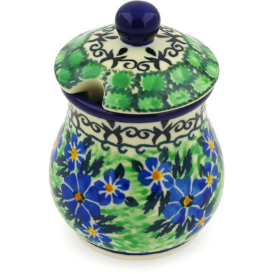 Polish Pottery Sugar Bowl 5 oz Sapphire Periwinkle UNIKAT
