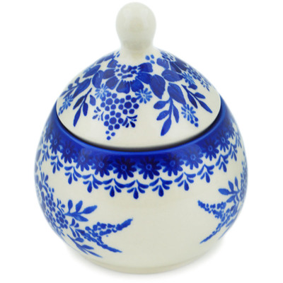 Polish Pottery Sugar Bowl 6 oz Morning Frost UNIKAT