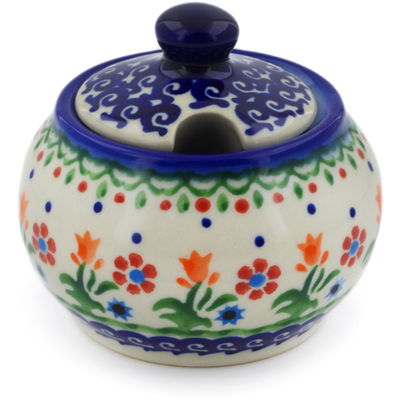 Polish Pottery Sugar Bowl 6 oz Spring Flowers