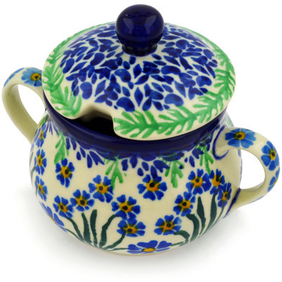 Polish Pottery Sugar Bowl 7 oz Blue April Showers