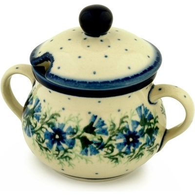 Polish Pottery Sugar Bowl 7 oz Blue Bell Wreath