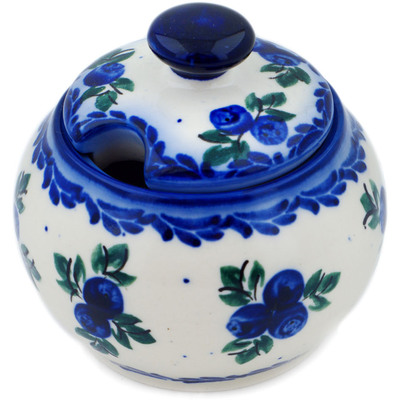 Polish Pottery Sugar Bowl 7 oz Blue Berry Special UNIKAT