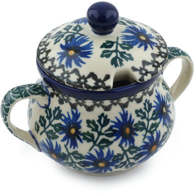 Polish Pottery Sugar Bowl 7 oz Blue Chicory