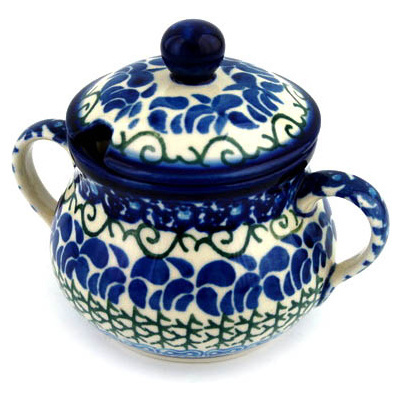 Polish Pottery Sugar Bowl 7 oz Blue Passion