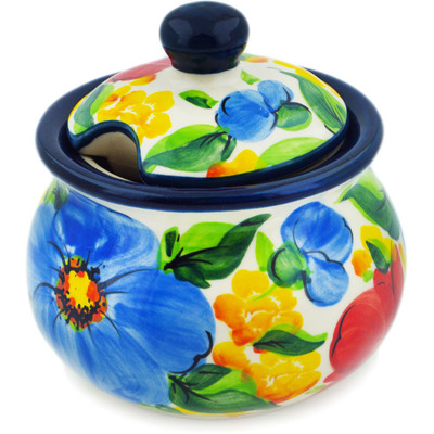 Polish Pottery Sugar Bowl 7 oz Feel-good Florals UNIKAT