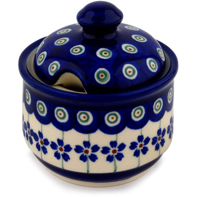 Polish Pottery Sugar Bowl 7 oz Flowering Peacock