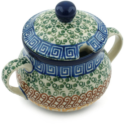 Polish Pottery Sugar Bowl 7 oz Grecian Sea