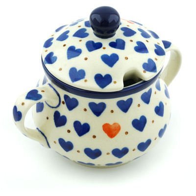 Polish Pottery Sugar Bowl 7 oz Heart Of Hearts