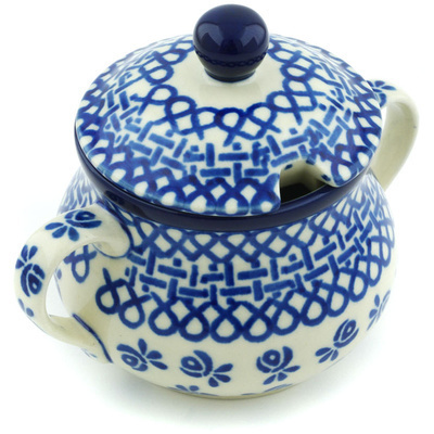 Polish Pottery Sugar Bowl 7 oz Hidden Butterfly