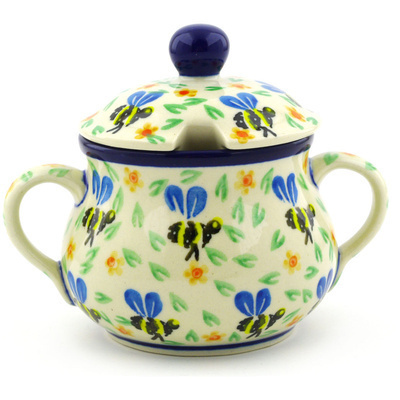 Polish Pottery Sugar Bowl 7 oz Honey Bee