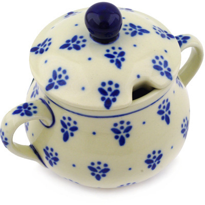 Polish Pottery Sugar Bowl 7 oz Little Blue Bouquet