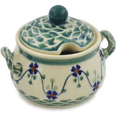 Polish Pottery Sugar Bowl 7 oz Lucky Blue Clover