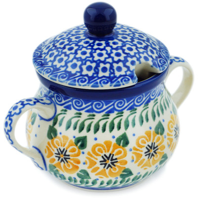 Polish Pottery Sugar Bowl 7 oz Marigold Morning