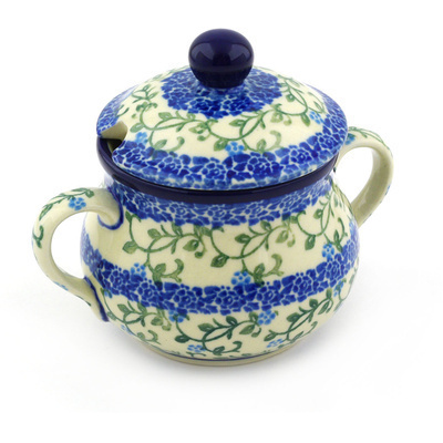 Polish Pottery Sugar Bowl 7 oz Petite Blue Vine