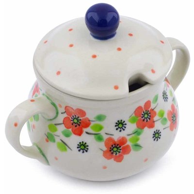 Polish Pottery Sugar Bowl 7 oz Poppy Flower