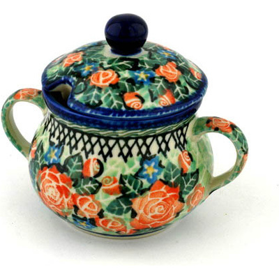 Polish Pottery Sugar Bowl 7 oz Rose Emporium UNIKAT