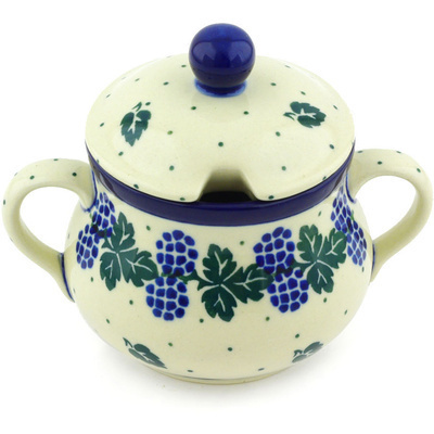 Polish Pottery Sugar Bowl 7 oz Summer Blackberries