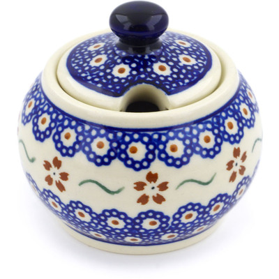 Polish Pottery Sugar Bowl 7 oz Sweet Red Flower