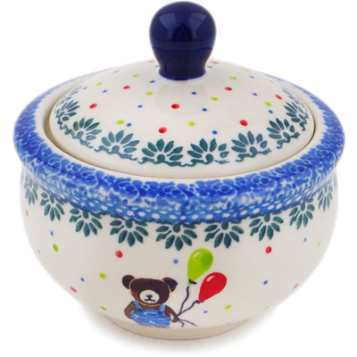 Polish Pottery Sugar Bowl 7 oz Teddy Bear UNIKAT