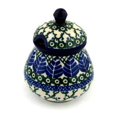 Polish Pottery Sugar Bowl 8 oz Blue Alpine