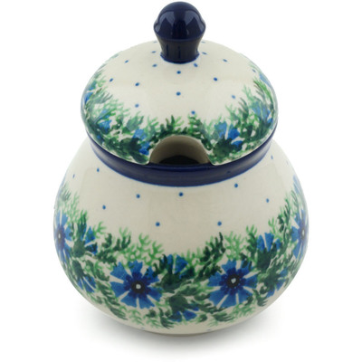 Polish Pottery Sugar Bowl 8 oz Blue Bell Wreath