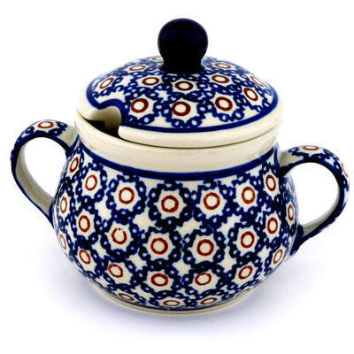 Polish Pottery Sugar Bowl 8 oz Daisy Stamps