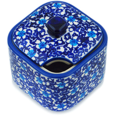 Polish Pottery Sugar Bowl 8 oz Flowers On The Lake