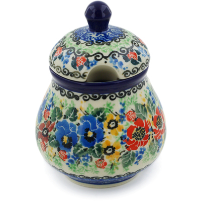 Polish Pottery Sugar Bowl 8 oz Orange Meadow UNIKAT