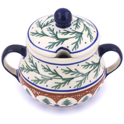 Polish Pottery Sugar Bowl 8 oz Pine Boughs