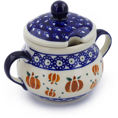 Polish Pottery Sugar Bowl 8 oz Pumpkin Spice