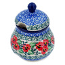 Polish Pottery Sugar Bowl 8 oz Red Pansy