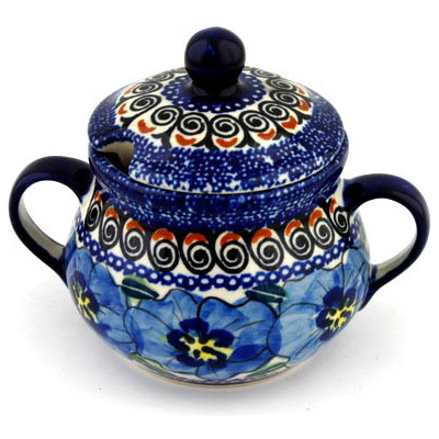 Polish Pottery Sugar Bowl 8 oz Regal Bouquet UNIKAT