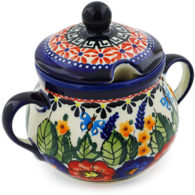 Polish Pottery Sugar Bowl 8 oz Spring Splendor UNIKAT