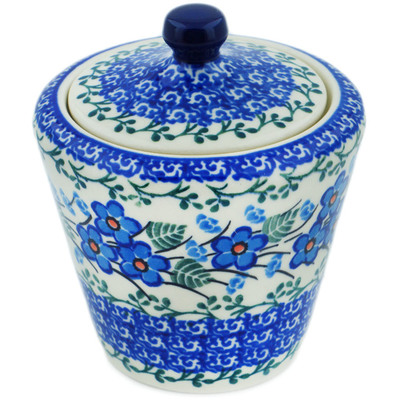 Polish Pottery Sugar Bowl 9 oz Blue Blossom