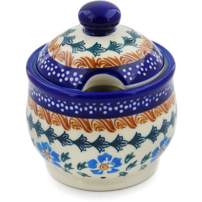 Polish Pottery Sugar Bowl 9 oz Blue Cornflower