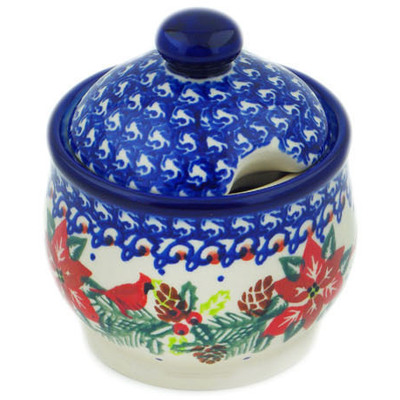 Polish Pottery Sugar Bowl 9 oz Cardinal&#039;s Home UNIKAT