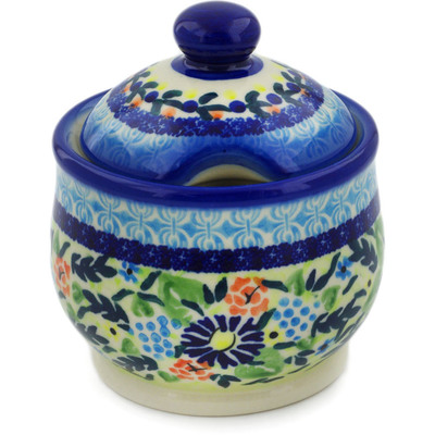 Polish Pottery Sugar Bowl 9 oz Flor-de-lis UNIKAT