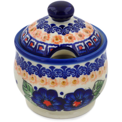 Polish Pottery Sugar Bowl 9 oz Greek Poppies