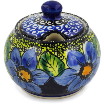 Polish Pottery Sugar Bowl 9 oz Midnight Glow UNIKAT