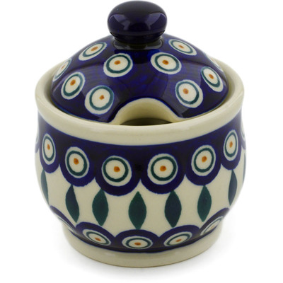 Polish Pottery Sugar Bowl 9 oz Peacock