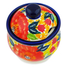 Polish Pottery Sugar Bowl 9 oz Red Fantasy UNIKAT