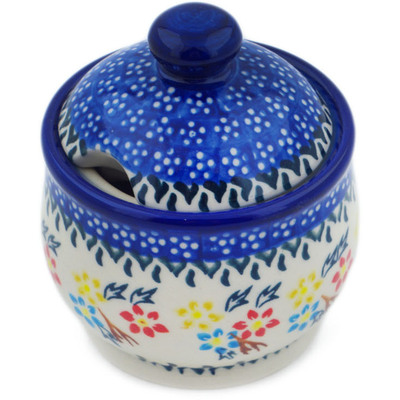 Polish Pottery Sugar Bowl 9 oz Spring Flower Ring