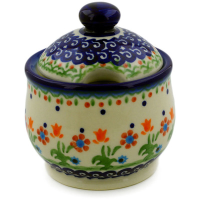Polish Pottery Sugar Bowl 9 oz Spring Flowers