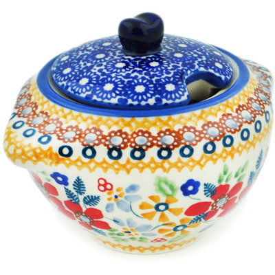 Polish Pottery Sugar Bowl 9 oz Summer Bouquet UNIKAT